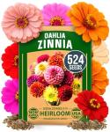 HOME GROWN 𝗨𝗦𝗔 𝗣𝗥𝗘𝗠𝗜𝗨𝗠 Zinnia Dahlia Seeds Pack for 2026 – 524 𝗡𝗢𝗡-𝗚𝗠𝗢 Flower Seeds | Vibrant Zinnia Elegans for Pollinator Gardens, Borders & Containers | Easy-to-Grow Outdoor Blooms