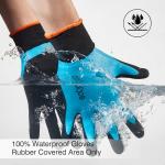 COOLJOB Waterproof Gardening Work Gloves with grip for Women & Men, Double Rubber Coated for Garden Yard Outdoor Construction Worker, Blue Small Size 2 Pairs