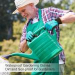 COOLJOB Waterproof Gardening Work Gloves with grip for Women & Men, Double Rubber Coated for Garden Yard Outdoor Construction Worker, Blue Small Size 2 Pairs