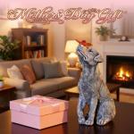 Solar Garden Dog Figurine with Butterfly Decoration