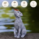 Solar Garden Dog Figurine with Butterfly Decoration