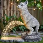 VOFSTAND Garden Statues Dog Statue with Solar LED Light, Ideal Gifts for Friends or Family's Birthday, Outdoor Decorations for Yard