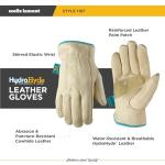 Wells Lamont Women's Water-Resistant Leather Work Gloves | Puncture Resistant, Reinforced, HydraHyde | Medium (1167M), Tan