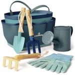 Gardening Set, Tool Kit, for Kids, STEM, Includes Tote Bag, Spade, Watering Can, Rake, Fork, Trowel and Gloves (Ocean Blue)