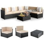 Pamapic 7 Pieces Outdoor Sectional Furniture，Wicker Patio sectional Furniture Sets，All-Weather Rattan Sectional Sofa Conversation Set with Coffee Table and Washable Couch Cushions Covers