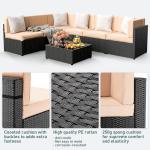 Pamapic 7 Pieces Outdoor Sectional Furniture，Wicker Patio sectional Furniture Sets，All-Weather Rattan Sectional Sofa Conversation Set with Coffee Table and Washable Couch Cushions Covers