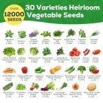 PLANTMEW 30 Heirloom Vegetable Seeds for Planting, 12,000+ Garden Seeds - Non-GMO Vegetable, Herb, Fruit Seeds - Survival Seed Vault with Tomato, Basil, Lettuce, Bean, Pepper, Squash and More