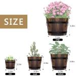 Adnee 4 Pack Wooden Whiskey Barrel Planters - 4 Sizes Wooden Bucket Barrel Garden Planters Set - Rustic Flower Planters Pots Container for Indoor Outdoor Garden Home Plants(4.7",6.1",7.1",9")