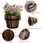 Adnee 4 Pack Wooden Whiskey Barrel Planters - 4 Sizes Wooden Bucket Barrel Garden Planters Set - Rustic Flower Planters Pots Container for Indoor Outdoor Garden Home Plants(4.7",6.1",7.1",9")