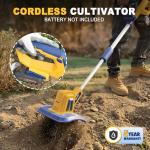 Cordless Electric Tiller for Dewalt 20V Battery