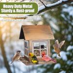 IWNTWY Bird Feeders, Heavy Duty Metal Bird Feeder for Outdoors Hanging, Weatherproof Large Capacity Wild Birdfeeder for Outside Garden Yard, Country House Shape