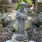 Newman House Studio Vintage St Francis Garden Statue - 15.2 Inch Resin Patron of Animal Figurine Saint Francis Sculpture with Sheep for Garden Decor