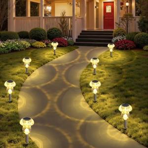 Benany Solar Lights Outdoor, 8 Pack Mushroom Lights Outside Waterproof, Solar Powered LED Lighting for Garden, Yard, Landscape, Path, Pathway, Lawn, Walkway, Driveway, Backyard Decor (Warm White)