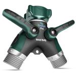 2WAYZ Hose Splitter 2 Way Heavy Duty - Outdoor Faucet and Garden Hose Splitter - Durable Water Spigot Splitter Y Adapter - All-Metal Water Hose Connector with Shut-Off Valve - 4 x 4 x 1.5 Inches