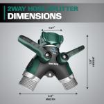 2WAYZ Hose Splitter 2 Way Heavy Duty - Outdoor Faucet and Garden Hose Splitter - Durable Water Spigot Splitter Y Adapter - All-Metal Water Hose Connector with Shut-Off Valve - 4 x 4 x 1.5 Inches