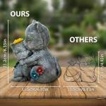 Komothala Solar Garden Statue Light, Cute Cats with Flowers Outdoor Deco for Patio, Lawn, Yard, Housewarming Birthday Gifts for Cat Lovers, Mom,Grandma,Women (Grey Cat)