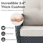 Belord 3 Pieces Black Wicker Patio Furniture Outdoor Swivel Rocker Patio Glider Chairs Set of 2 with Side Table Beige Cushion