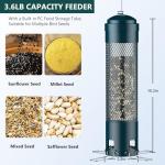LCSEVEN Bird Feeders for Outdoors Squirrel Proof with Weight-Activated Perches, Hanging Bird Feeder for Outside, Metal Feeder for Wild Cardinal, Finch, Blue Jay, Chickadee, 3LB Seed Capacity, Green