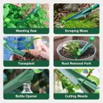 Owlett Hand Weed Puller Tool, 5-in-1 Multipurpose Garden Trowel with Soft Handle, Weeding Tool with Serrated Edges Measuring Scale for Easy Weeder Removal, Planting, Transplanting, Digging, Cutting