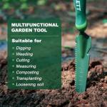 Owlett Hand Weed Puller Tool, 5-in-1 Multipurpose Garden Trowel with Soft Handle, Weeding Tool with Serrated Edges Measuring Scale for Easy Weeder Removal, Planting, Transplanting, Digging, Cutting