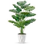 28" Artificial Monstera Plant in White Pot