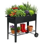 FOYUEE Raised Planter Box with Legs Outdoor Elevated Garden Bed On Wheels for Vegetables Flower Herb Patio