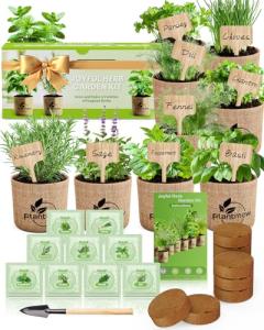 9 Herb Indoor Garden Kit - Unique Kitchen Gift for Women, Men, Mom, Friends - Complete Starter Set with Pots, Soil & Tools - Perfect for Windowsill, Countertop, Home Gardening