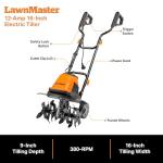 LawnMaster 10-Amp 16-Inch Deluxe Tiller