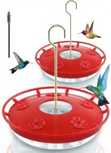 FEED GARDEN 2 Pack 16 OZ Hummingbird Feeders for Outdoor 5 Feeder Ports Ant Bee Proof Leak-Proof Cleaning Brushes Nectar Easy Clean Fill Bird Feeder for Garden Red Décor Gifts for Mom