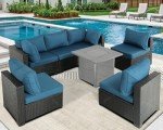 Outdoor Rattan Sectional Patio Furniture Set 6 Pieces