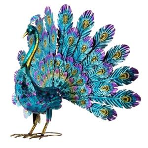 Vibrant 23" Metallic Peacock Tail Garden Statue