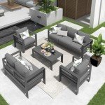 Modern 5-Piece Aluminum Outdoor Conversation Set