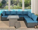 Outdoor Rattan Sectional Patio Furniture Set 6 Pieces