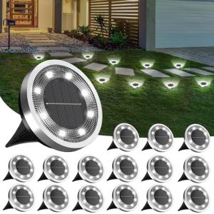 INCX Solar Ground Lights,16 Pack Solar Lights Outdoor Waterproof, Solar Garden Lights Landscape Lighting for Patio Pathway Lawn Yard Deck Driveway Walkway, Cold White