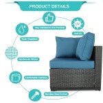 Outdoor Rattan Sectional Patio Furniture Set 6 Pieces