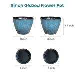 Vanslogreen Plant Pots Set of 2, 8 inch Plastic Planters with Drainage Holes, Modern Glaze Flower Plant Pot for Indoor Outdoor Herb Snake Succulent Plants