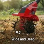 Brushless Tiller Cultivator Compatible with Milwaukee 18V Battery(Tool Only), 8.9In Tilling Width and 7.1In Depth Cordless Electric Garden Tiller, Battery Powered Rototiller for Lawn/Gardening