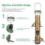 Metal Bird Feeder Tube Hanging Wild Bird Seed Feeder Aluminum Six Port Bird Feeders,1.4 mm Extra Thick Solid Tube Transparent with Steel Hanger Great for Attracting Birds