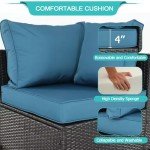 Outdoor Rattan Sectional Patio Furniture Set 6 Pieces