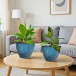 Vanslogreen Plant Pots Set of 2, 8 inch Plastic Planters with Drainage Holes, Modern Glaze Flower Plant Pot for Indoor Outdoor Herb Snake Succulent Plants