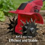 Brushless Tiller Cultivator Compatible with Milwaukee 18V Battery(Tool Only), 8.9In Tilling Width and 7.1In Depth Cordless Electric Garden Tiller, Battery Powered Rototiller for Lawn/Gardening