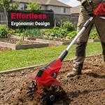 Brushless Tiller Cultivator Compatible with Milwaukee 18V Battery(Tool Only), 8.9In Tilling Width and 7.1In Depth Cordless Electric Garden Tiller, Battery Powered Rototiller for Lawn/Gardening