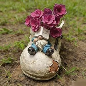 DDLUZQual Cute Planter Pot Suitable for Indoor and Outdoor, Small gnome Resin Succulent Plant Flower pots, Decorative Fun Flower pots with Drainage Holes, Ideal Home and Garden Decoration Gifts