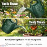 PMU 2 Gallon Watering Can - Garden Watering Can for Indoor & Outdoor Plants - Plastic Water Can with Detachable Sprinkler Head - Large Water Pot, Made in USA - Hunter Green Pkg/1