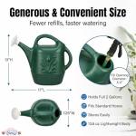 PMU 2 Gallon Watering Can - Garden Watering Can for Indoor & Outdoor Plants - Plastic Water Can with Detachable Sprinkler Head - Large Water Pot, Made in USA - Hunter Green Pkg/1