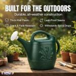 PMU 2 Gallon Watering Can - Garden Watering Can for Indoor & Outdoor Plants - Plastic Water Can with Detachable Sprinkler Head - Large Water Pot, Made in USA - Hunter Green Pkg/1