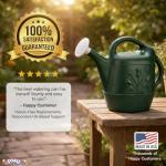 PMU 2 Gallon Watering Can - Garden Watering Can for Indoor & Outdoor Plants - Plastic Water Can with Detachable Sprinkler Head - Large Water Pot, Made in USA - Hunter Green Pkg/1