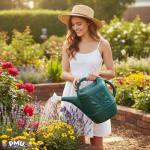 PMU 2 Gallon Watering Can - Garden Watering Can for Indoor & Outdoor Plants - Plastic Water Can with Detachable Sprinkler Head - Large Water Pot, Made in USA - Hunter Green Pkg/1