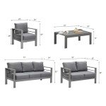 Modern 5-Piece Aluminum Outdoor Conversation Set