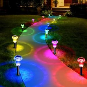 Priddop Solar Lights Outdoor Pathway Lights 8 Pack LED Waterproof Color Changing Mushroom for Garden Landscape Path Lawn Yard Decor